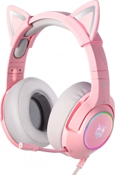 Gaming hoofdtelefoon roze met kattenoren en microfoon
