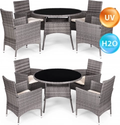 Tuimeubelen van polyrotan - 4 stoelen + ronde tafel MultiGarden