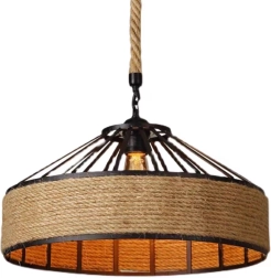 Hangende plafondlamp van jutetouw, diameter 50 cm