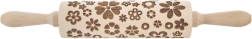 Houten gegraveerde deegroller met bloemenmotief 39 cm