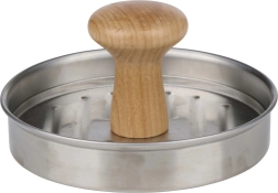 Hamburgerpers ALPINA van metaal en hout 13 × 13 × 6 cm