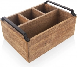 Houten organizer voor bestek, kruiden en sauzen van mangohout