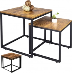 Set van vierkante salontafels 2-in-1 rustiek