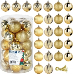 Set van onbreekbare gouden kerstballen 6 cm, 25 stuks
