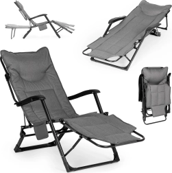 MultiGarden opvouwbaar tuinligbed 2-in-1 met 3-standen voetensteun, grijs