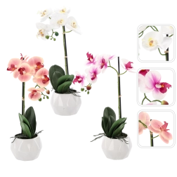 Kunstbloem orchidee mix 3 kleuren 42 cm