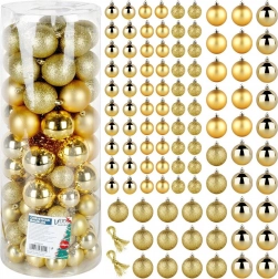 Gouden onbreekbare kerstballen 4 en 6 cm, set van 100 stuks