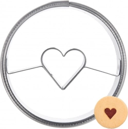 RVS koekjesuitsteker cirkel met hart 4,5 cm
