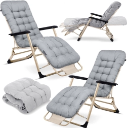 Opvouwbare tuinstoel met kussen Sofotel ChillWell, set van 2 stuks, lichtgrijs