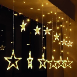 Solight LED kerstlichtgordijn voor buiten sterren 3 m 123 LED warm wit IP44