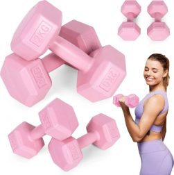 Set zeshoekige dumbbells 2×2 kg, roze – ModernHome
