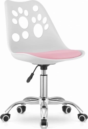 Kantoorstoel Wit en Roze met Draaibare Chromen Voet