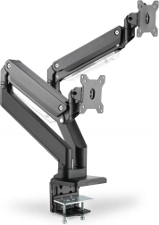 Standaard voor twee monitoren met klem en gasveer