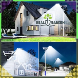 Zonnelamp voor tuin op paal 200 W, straatpaneel, 247 LED