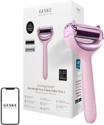 Microneedling roller voor gezicht en lichaam 8-in-1 Geske met app (roze)