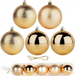 Gouden onbreekbare kerstballen 8 cm, set van 5 stuks