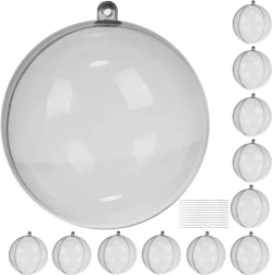 Transparante opdeelbare kerstballen 8 cm – set van 12 stuks RUHHY