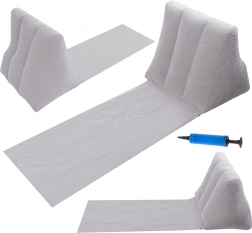 Opblaasbare strandmat met rugleuning en kussen – Grijs