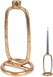 Gouden aluminium kandelaar voor lange kaars 24 cm