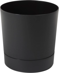 Bloempot met schotel Aura 380 – zwart, mat gerecycled plastic