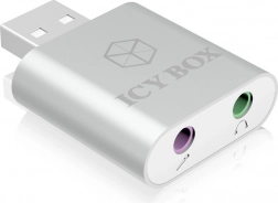 USB-audio-adapter ICY BOX met microfooningang en hoofdtelefoonuitgang