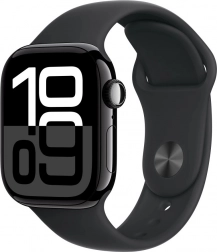 Apple Watch Series 10 GPS + Cellular 42 mm aluminium onyx met zwarte sportband M/L