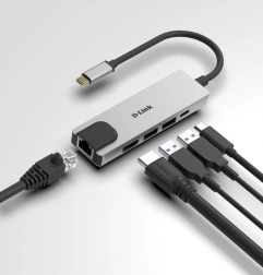 D-Link USB‑C hub 5-in-1 met HDMI, USB 3.0 en Gigabit Ethernet