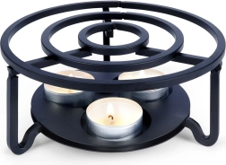 Metalen theepotverwarmer, zwart