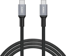 AUKEY USB‑C naar USB‑C kabel 2 m, 60 W, snel opladen, gevlochten nylon, zwart