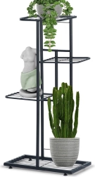 Metalen zwarte plantenstandaard 4-laags 80 cm