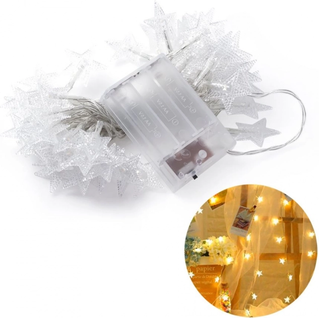 Decoratieve LED-verlichting in de vorm van sterren 5 m - koude kleur