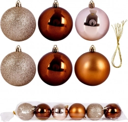 Onbreekbare kerstballen amber 7 cm, set van 6 stuks
