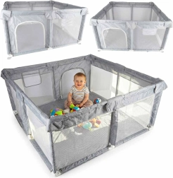 Opvouwbare kinderbox 120 × 120 cm met ritssluiting ingang