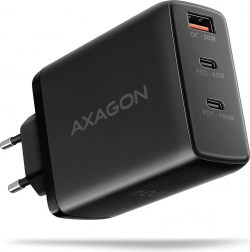 AXAGON GaN-netlader 100 W, 3 poorten (USB‑A + dubbele USB‑C), zwart