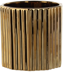 Keramische bloempot-omhulsel 18 × 18 × 18 cm goud met gestreept patroon