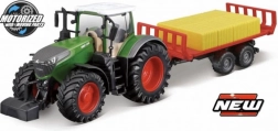 Bburago 10cm Boerderijtractor Fendt 1050 met aanhanger voor balen
