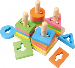 Houten rijgspel met vormen 15 cm