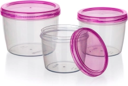Set van ronde plastic voedselcontainers 3 stuks