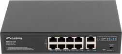 LANBERG 8-poorts PoE+ switch 10/100 Mb/s met 2× gigabit-uplink voor rackmontage