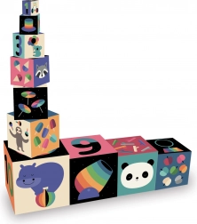 Kartonnen stapeltoren met afbeeldingen van Andy Westface