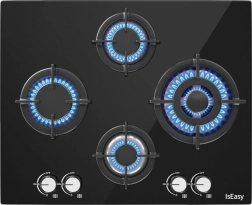 Glazen gas-kookplaat Iseasy 60 cm met 4 branders
