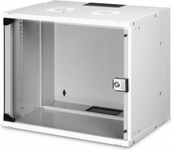 Wandgemonteerde 19" netwerkkast 9U SOHO PRO met glazen deur, grijs