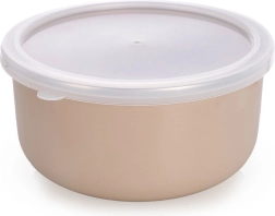 Geglazuurde kom met deksel beige 16,5 cm, 1,3 l