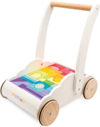 Loopwagen met regenboogblokjes Petilou
