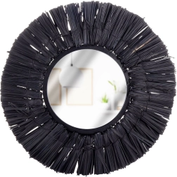 Zwarte ronde wandspiegel Home Styling Collection 32 cm