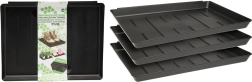 Multifunctioneel plastic dienblad 35 × 27 × 3 cm, zwart (set van 3 stuks)