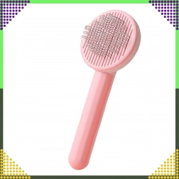 Zelfreinigende vachtborstel voor honden en katten, roze