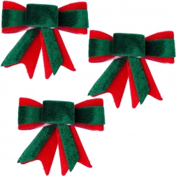 Kerst fluwelen strikken 10,5 × 11 cm, set van 3 stuks