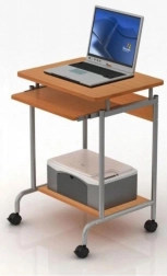 Compacte computertafel met uittrekbaar toetsenbordplateau, beuken