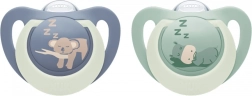 NUK First Choice Night speen 0–6 m, 2 stuks, nijlpaard/koala